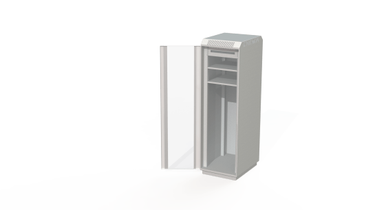Шкаф-стойка 19" 600х800 42 U со стеклянной дверью, блоком вентиляции, 2 полки усиленные (200кг), DIN рейка.